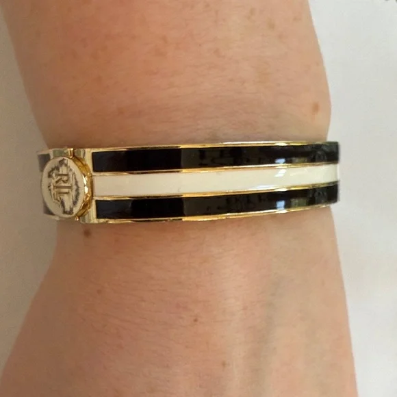 Lauren Ralph Lauren Gold-Tone Black and White Bracelet